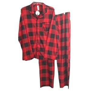 Jolly Jammies Small Christmas 2-Piece Pajama Set Flannel Red/Black Buffalo Check
